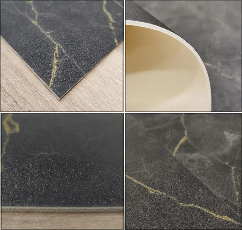 Tadi & Imperio1979 Tappeto Vinile Antracite Disegno Marmo Venato per Cucina, Tappeto Vinile per Soggiorno, Tappeto Ufficio Antidelizzante con Dettagli Grigio.