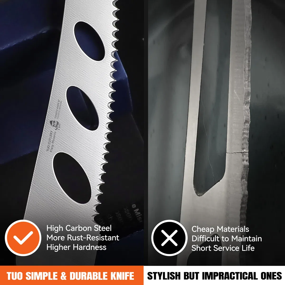 TUO Coltello da Formaggio Coltello da Pomodoro 12.5cm Coltello per Frutta Professionali Coltello da Cucina Acciaio Inossidabile Tedesco con Impugnatura Ergonomica-Fiery Phoenix Series