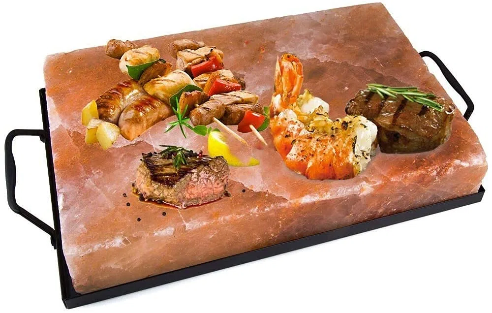 Magic Salt Lighting For Your Soul - Ferro di sale rosa dell'Himalaya, 30 x 20 cm, con supporto per cottura di carne, pesce