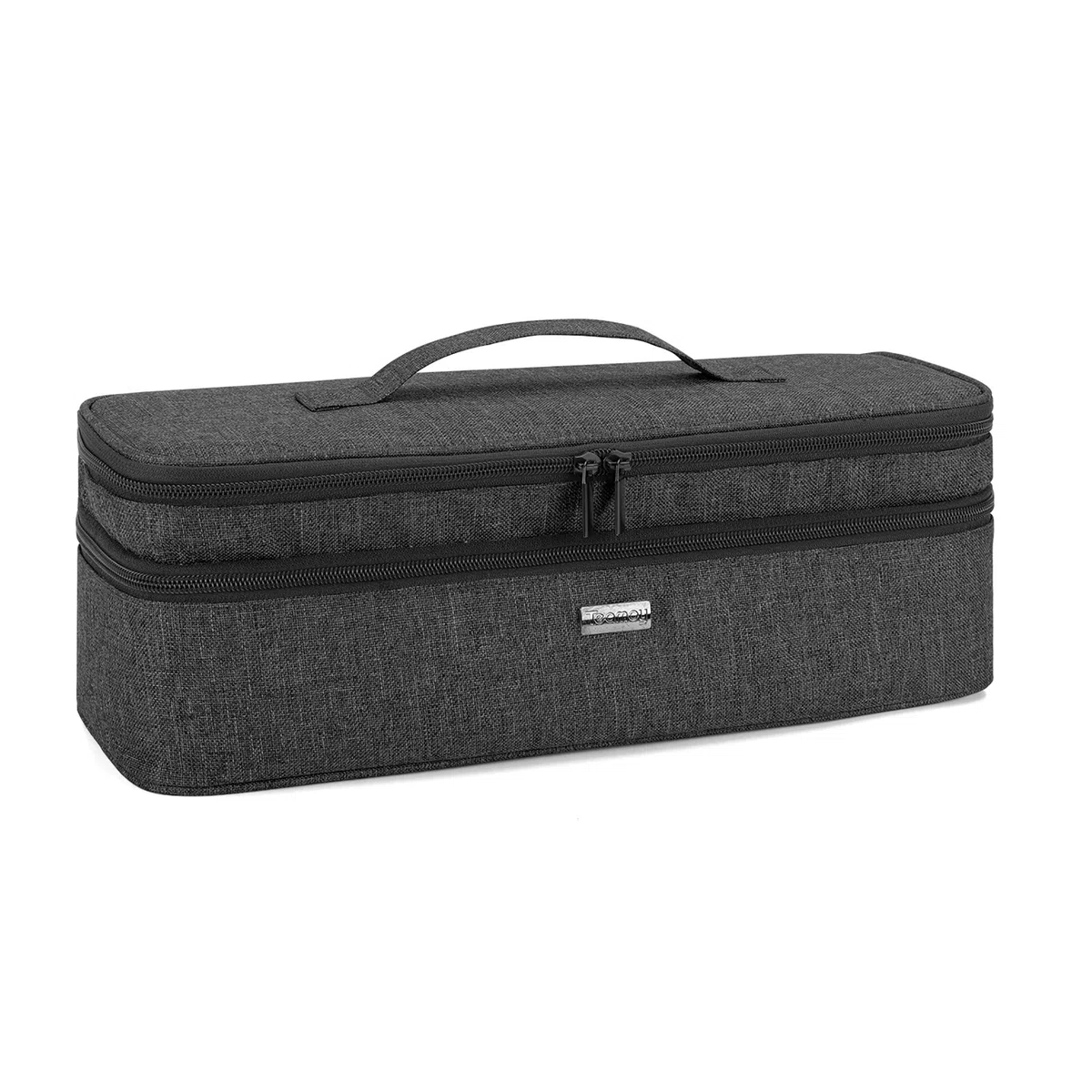 Teamoy Borsa da Viaggio Portatile per Spazzola ad Aria Calda, Doppi Organizzatore di Viaggi Astuccio per Spazzola per Asciugacapelli, Valigetta per Modellatori ad Aria Calda,Doppio Strato (Nero)