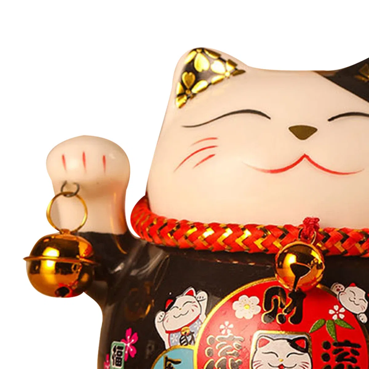 Jenngaoo Gatto fortunato, 4,5 pollici in ceramica Lucky Cat Waving Cat Figurine Buona fortuna ricchezza Welcoming Cats(Nero)
