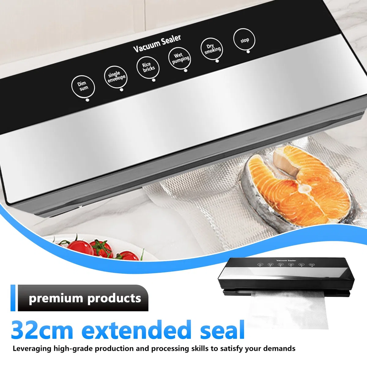 Macchina per sottovuoto 6 in 1 con 50 sacchetti sottovuoto, macchina per sottovuoto per alimenti, 8 volte più a lungo, macchina sottovuoto multifunzione per cucina e conservazione degli alimenti