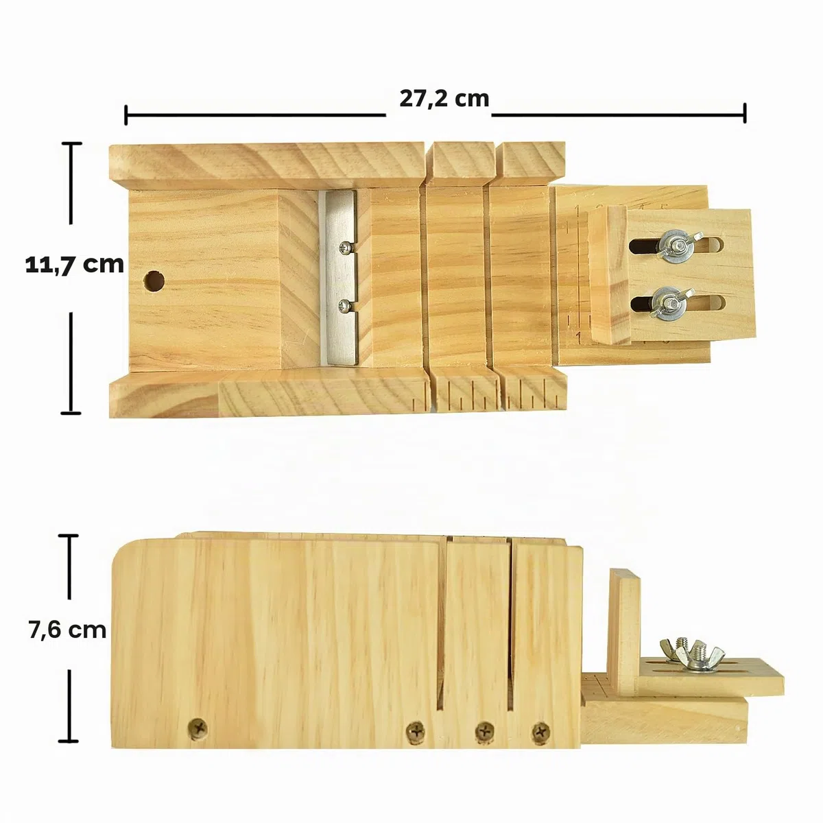 Artcome Kit di stampi per tagliare il sapone per pagnotta, multifunzione, regolabile, in legno, set di stampi rettangolari in silicone con taglierina ondulata e dritta in acciaio inossidabile