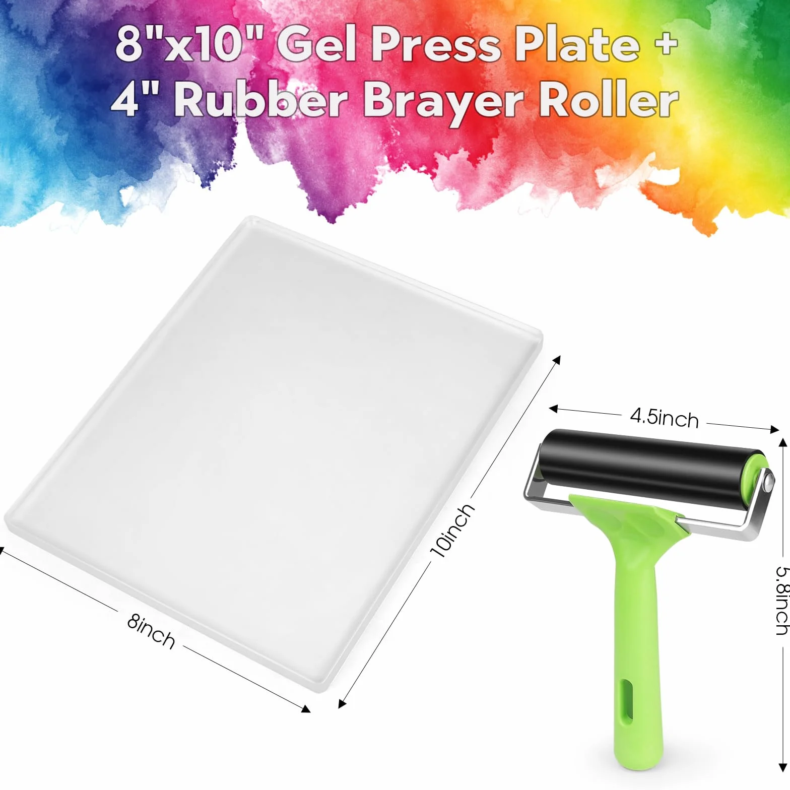 Piastra riutilizzabile per stampa in gel, 20,3 x 25,4 cm, piastra in gel con rullo in gomma a pressione, forniture per la creazione di biglietti, arti e mestieri, scrapbooking e diari