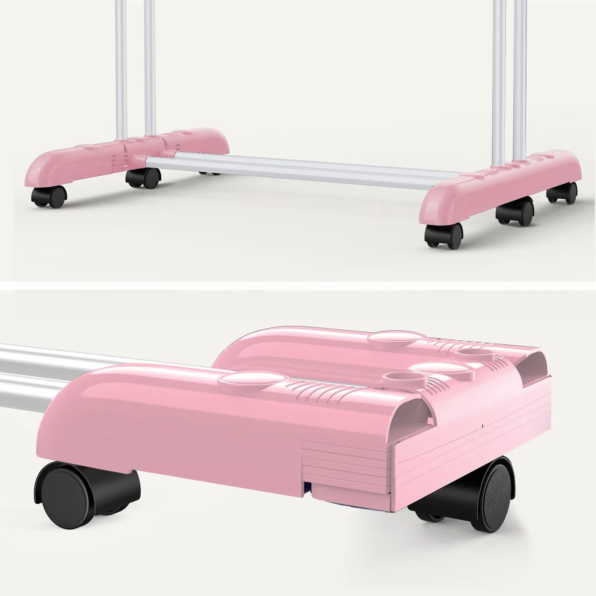 Innotic Stendino a 4 Livelli in acciaio inox, con Ruote Pieghevole Stendibiancheria Salvaspazio per uso Interno Esterno balcone, rosa+bianco