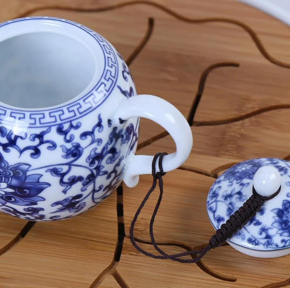 Cinese Jingdezhen Teiera Antica ad Alta capacità Dipinta a Mano Teiera in Ceramica di Porcellana Blu e Bianca - No.23