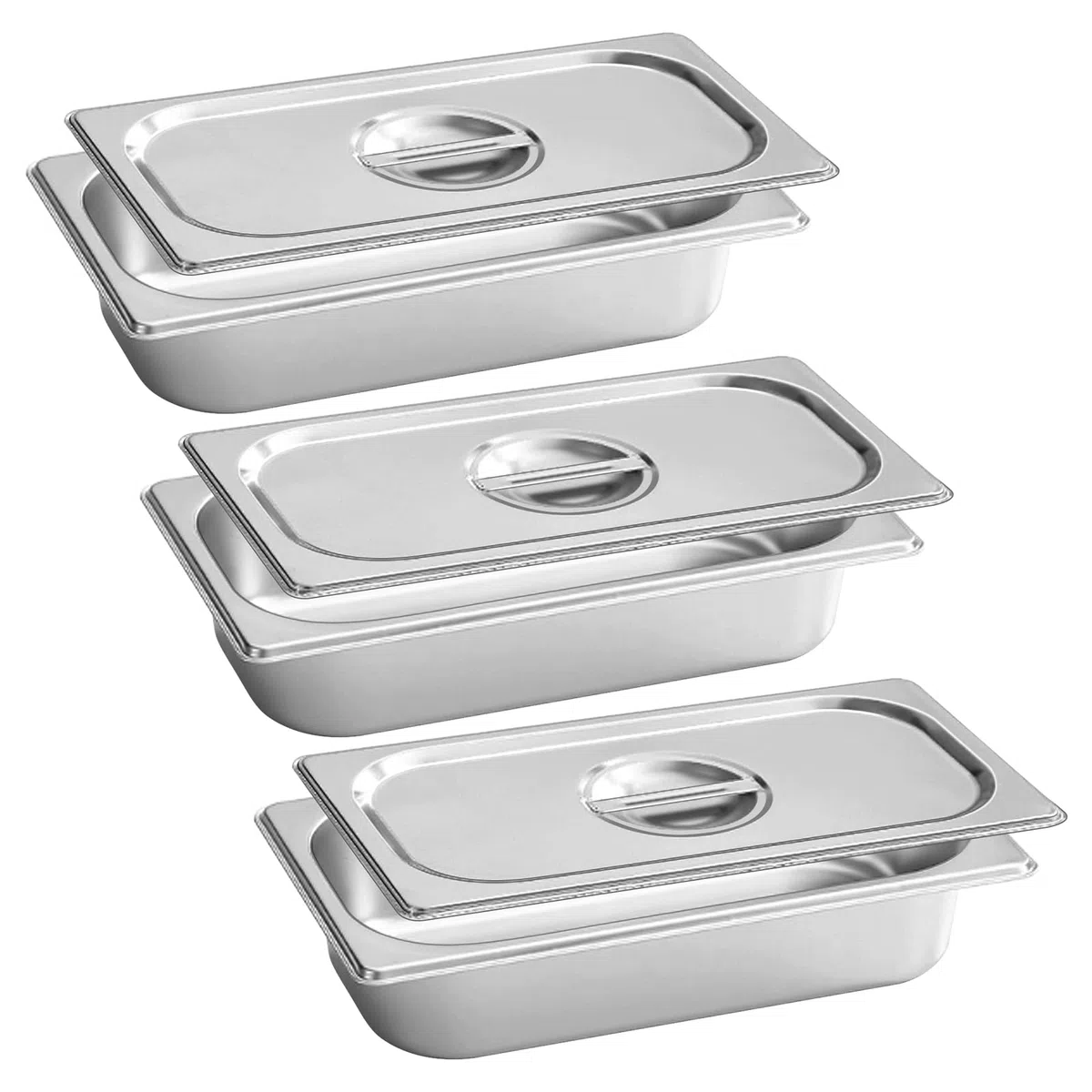 Teglie Da Forno In Acciaio,3 Pezzi 32.5 * 17.5 * 6.5cm Teglia Forno Rettangolare Con Coperchio,Teglia In Acciaio Inossidabile,Teglia Da Forno In Acciaio Inox Per Piatti,Torte,Cibo,Cotoletta,Pesce