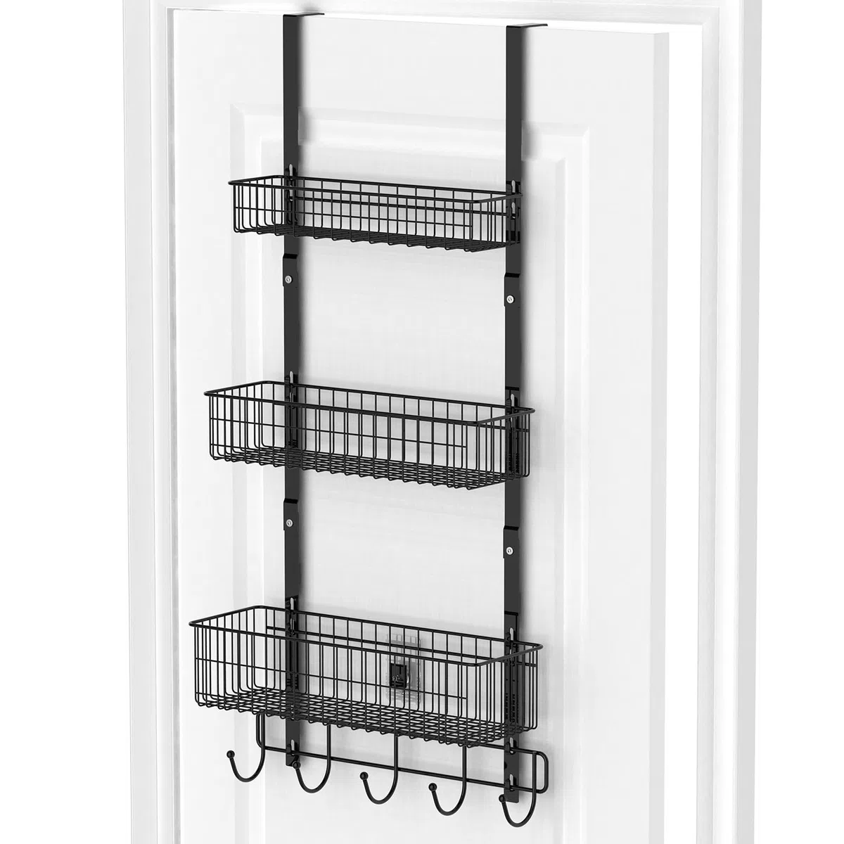 YBING Organizer sopra la porta con ganci 3 ripiani posteriori porta asciugamani cesti in metallo dietro mensola pensile dispensa rack per camera da letto bagno nero, R01-R984