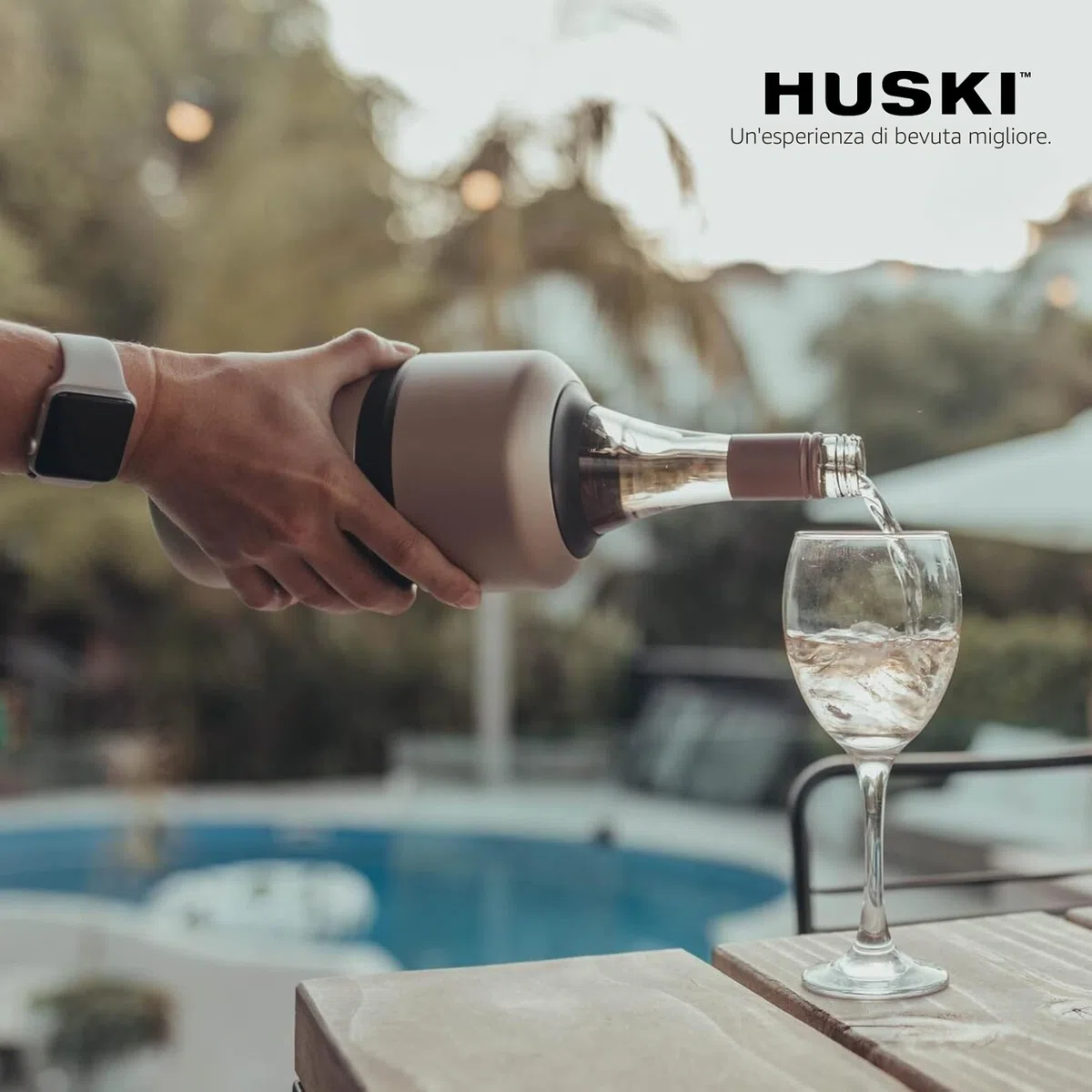 Huski Refrigeratore per vino senza ghiaccio di alta qualità, mantiene il vino freddo fino a 6 ore, design premiato, accessorio per vino, si adatta ad alcune bottiglie di champagne (acciaio spazzolato)