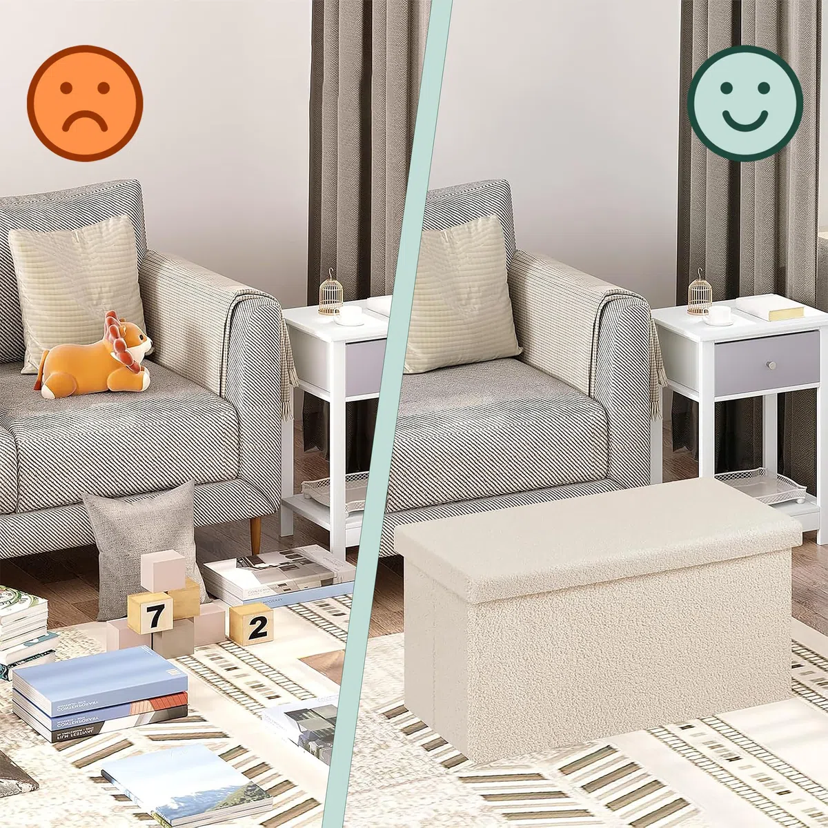 Panca Relaxdays, con Contenitore, Tessuto Teddy, Pieghevole, Imbottita, HLP: 38x76x38 cm, Bianca