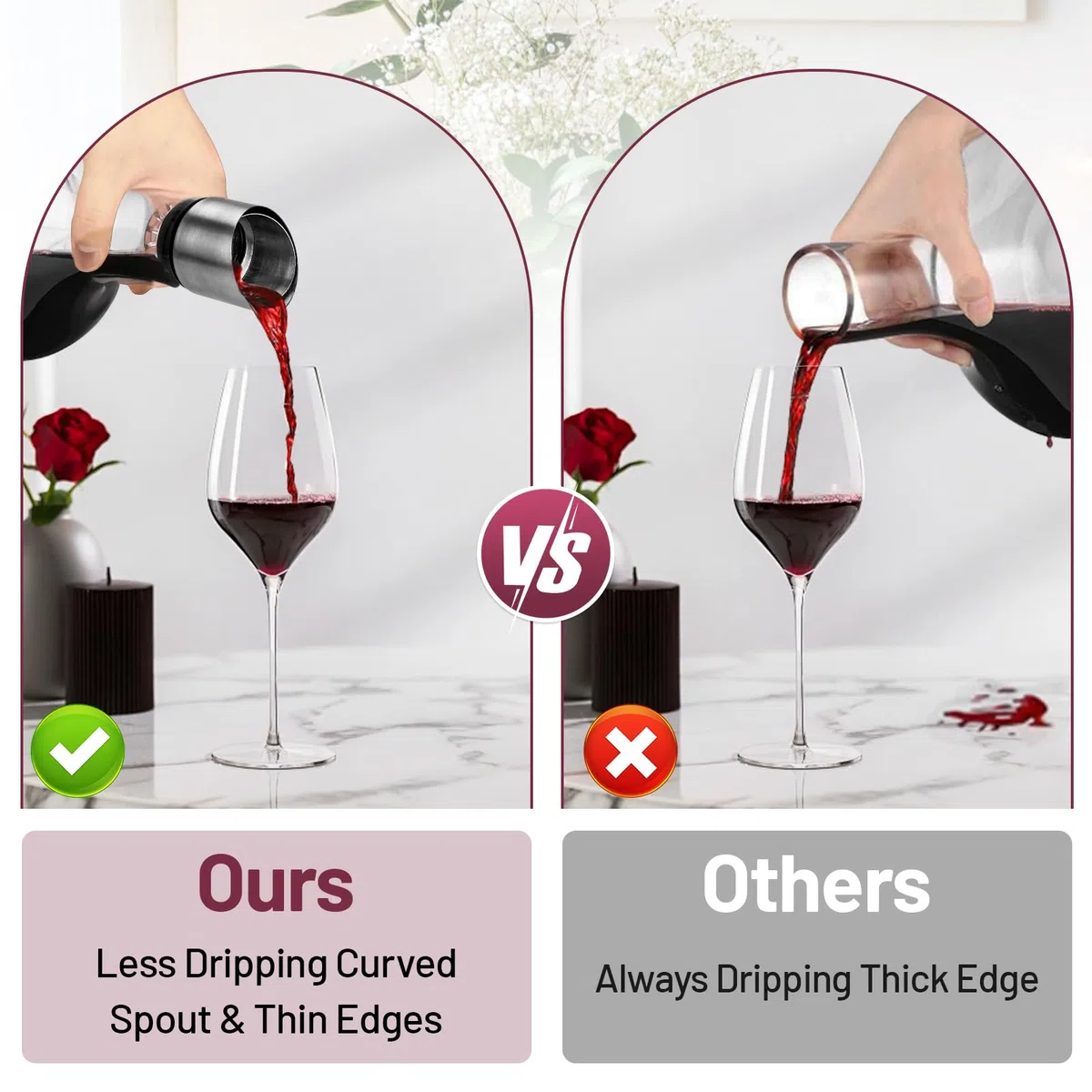 BBWELLDecanter per Vino Rosso Senza Piombo,Decantatore Con aeratore e filtro,decanter Iceberg,con sfere di pulizia in acciaio e biglietto di auguri,Accessorio per Vino,per gli amanti del vino 1500 ml