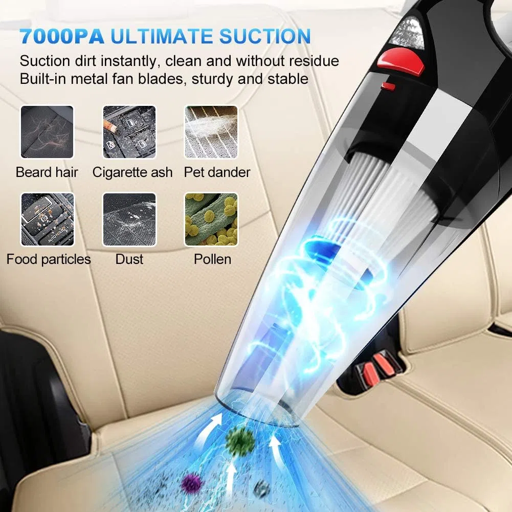 RIKIN Aspirapolvere per Auto 8500PA 120W Aspirabriciole Portatile 3 in 1 Aspirapolvere Potente con Luce LED a Mano Basso Rumore Aspirabriciole con Filtro HEPA in Acciaio Inossidabile Umido e Secco