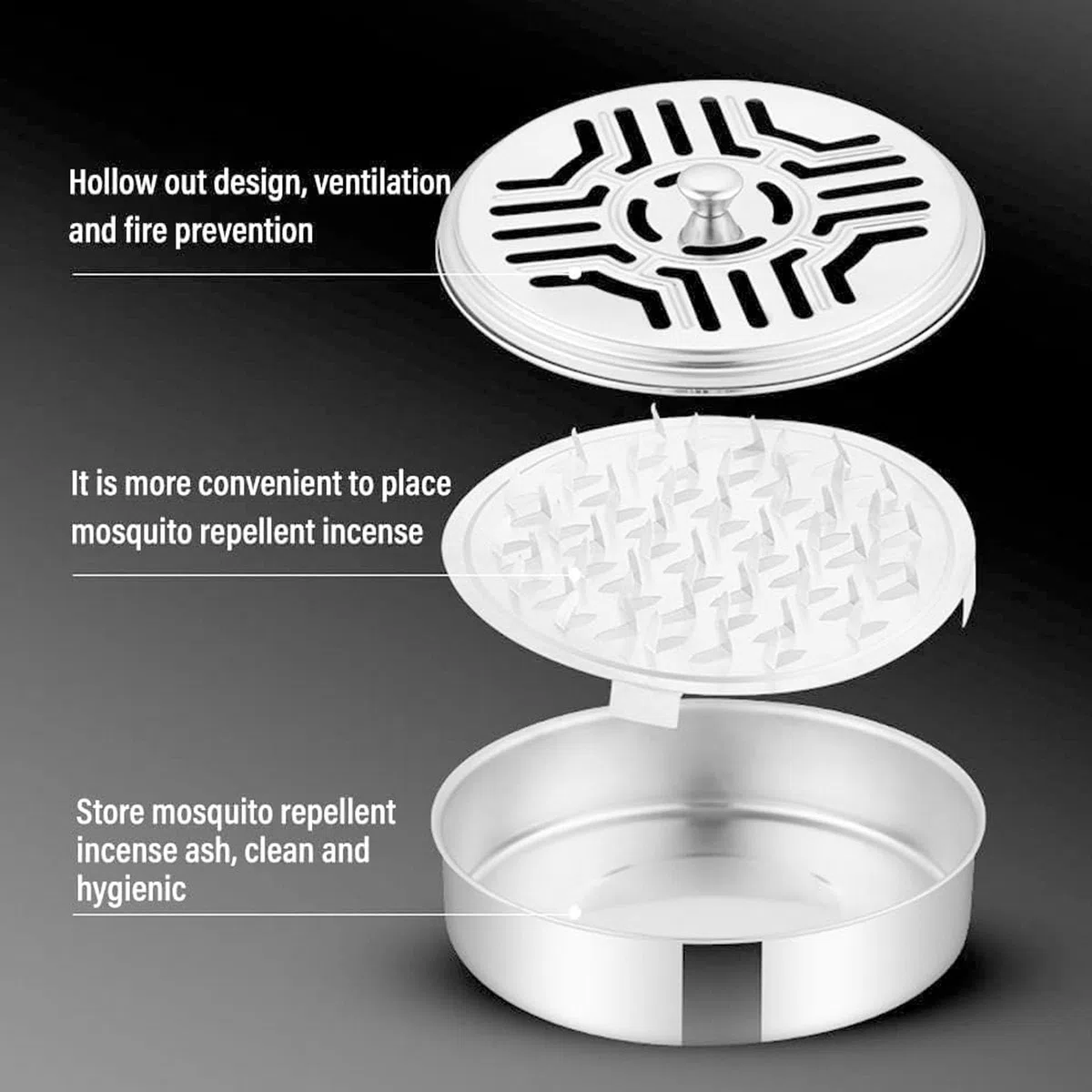 Supporto per bobine di zanzariera, 4 pezzi, in acciaio inox, portatile, con 4 spazzole, porta bobine per zanzare, spirali, supporto per zanzare
