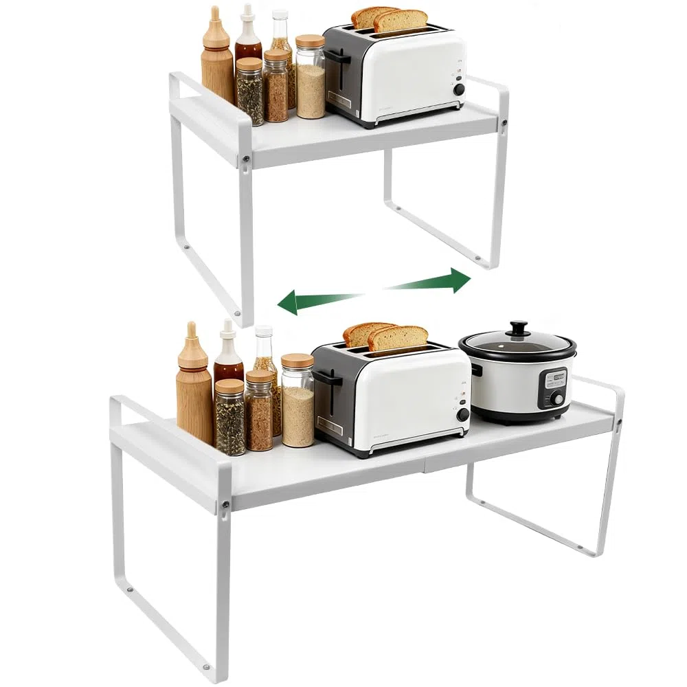 Mensola Cucina Salvaspazio Espandibile 38-64cm,Scaffale Salvaspazio Cucina Allungabile,Porta Piatti e Stoviglie Allungabile,Scaffale da Appoggio in Metallo per Mobili, Mensola da Bagno