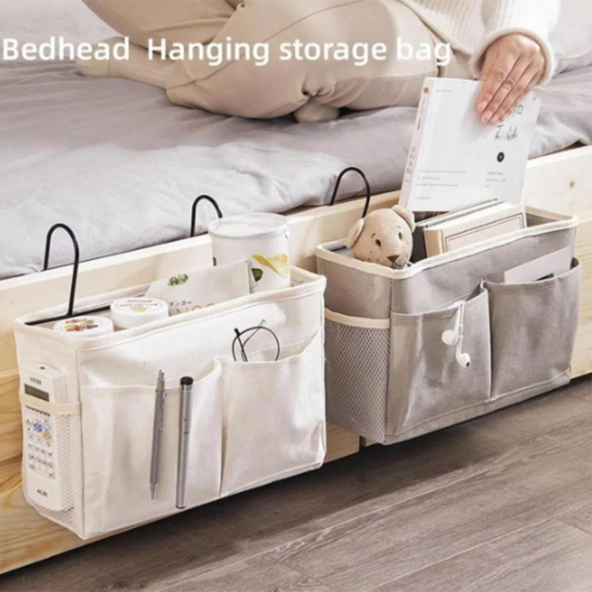 2 Pezzi Borsa da Comodino, Tasche Portaoggetti Letto, Tasche da Letto Appendibile, Tasche da Comodino, Tasca da Letto, per Ufficio, Camera da Letto, Cucina
