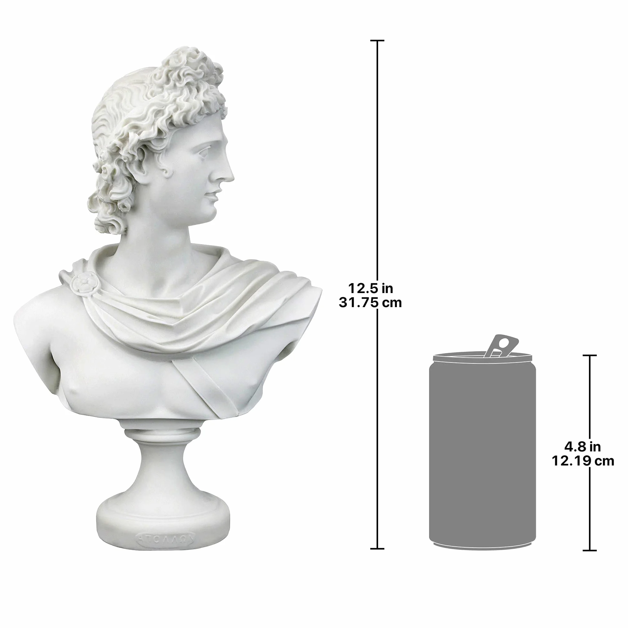 Design Toscano Apollo Belvedere Busto Statua, ghisa e lengo, bianco, 30 cm