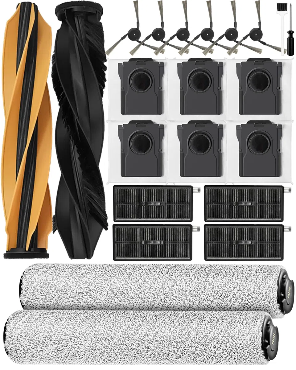 22 pezzi Aqua10 Roller Accessori per Dreame Aqua10 Roller/Aqua10 Ultra Roller Complete 2 Spazzole Principali, 2 Stracci per Rullo, 4 Filtri HEPA, 6 Spazzole Laterali, 6 Sacchetti per la Polvere