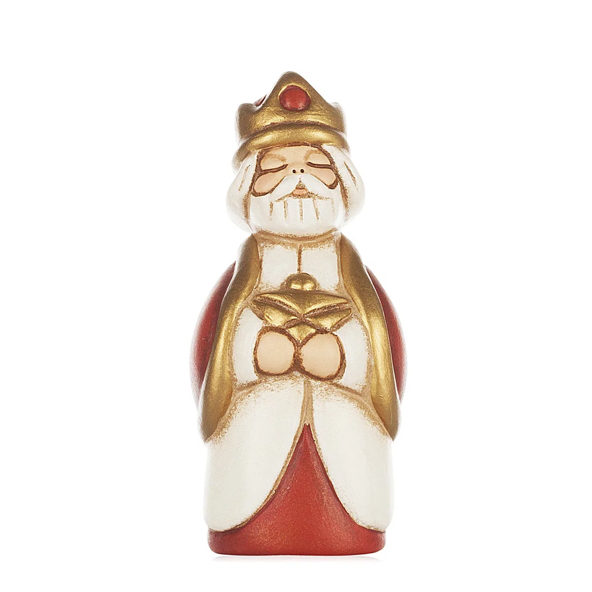 THUN - Re Magio Gaspare con Mirra - Versione Rossa - Statuine Presepe Classico - Ceramica - I Classici