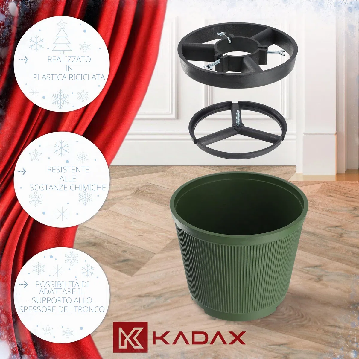 KADAX Supporto per Albero di Natale in Plastica Riciclata (Altezza Fino a 250 cm/Verde)