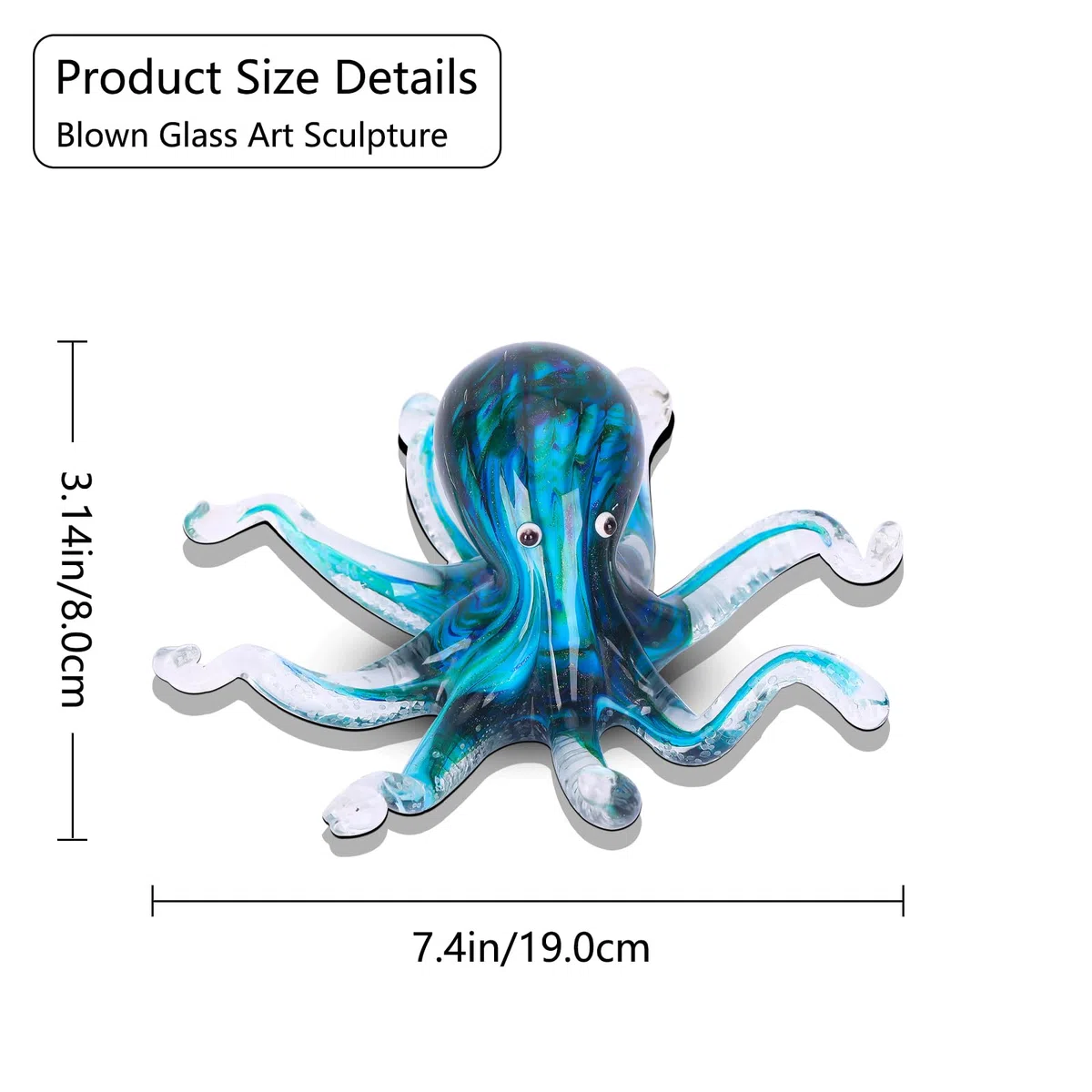 LCCCK Statua in Vetro di Polpo Soffiato a Mano, Decorazione per la Casa, Figurine Oceaniche in Vetro Soffiato, Scultura di Polpo, Arte di Murano per Scrivania Ufficio, Piombi da Carta, Acquario