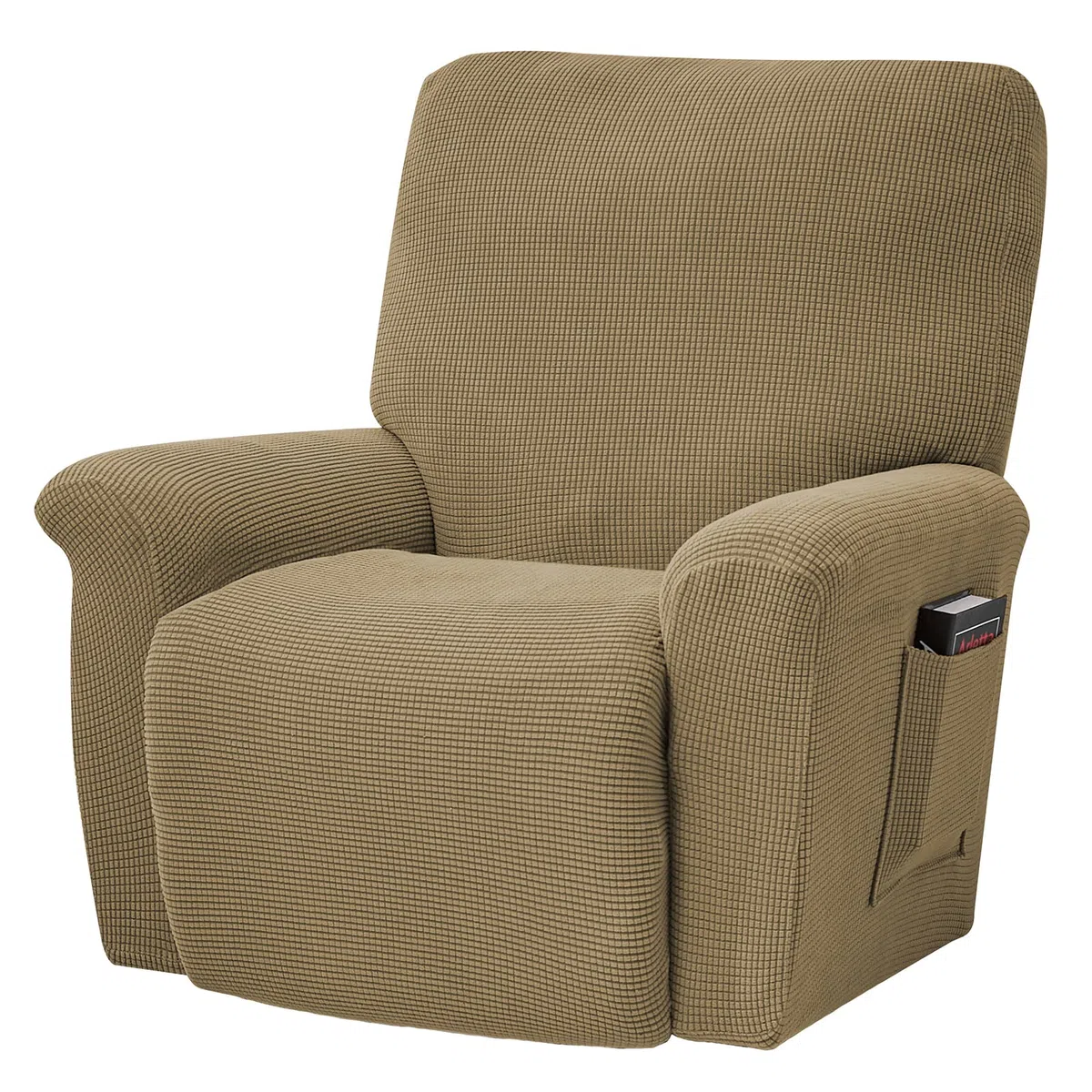 ele ELEOPTION Copridivano Reclinabile, Copertura Elastica per Divano Reclinabile, Jacquard Antimacchia, 4 Pezzi, per Poltrona reclinabile, Poltrona di Relax, Poltrona da Massaggio, Marrone Chiaro