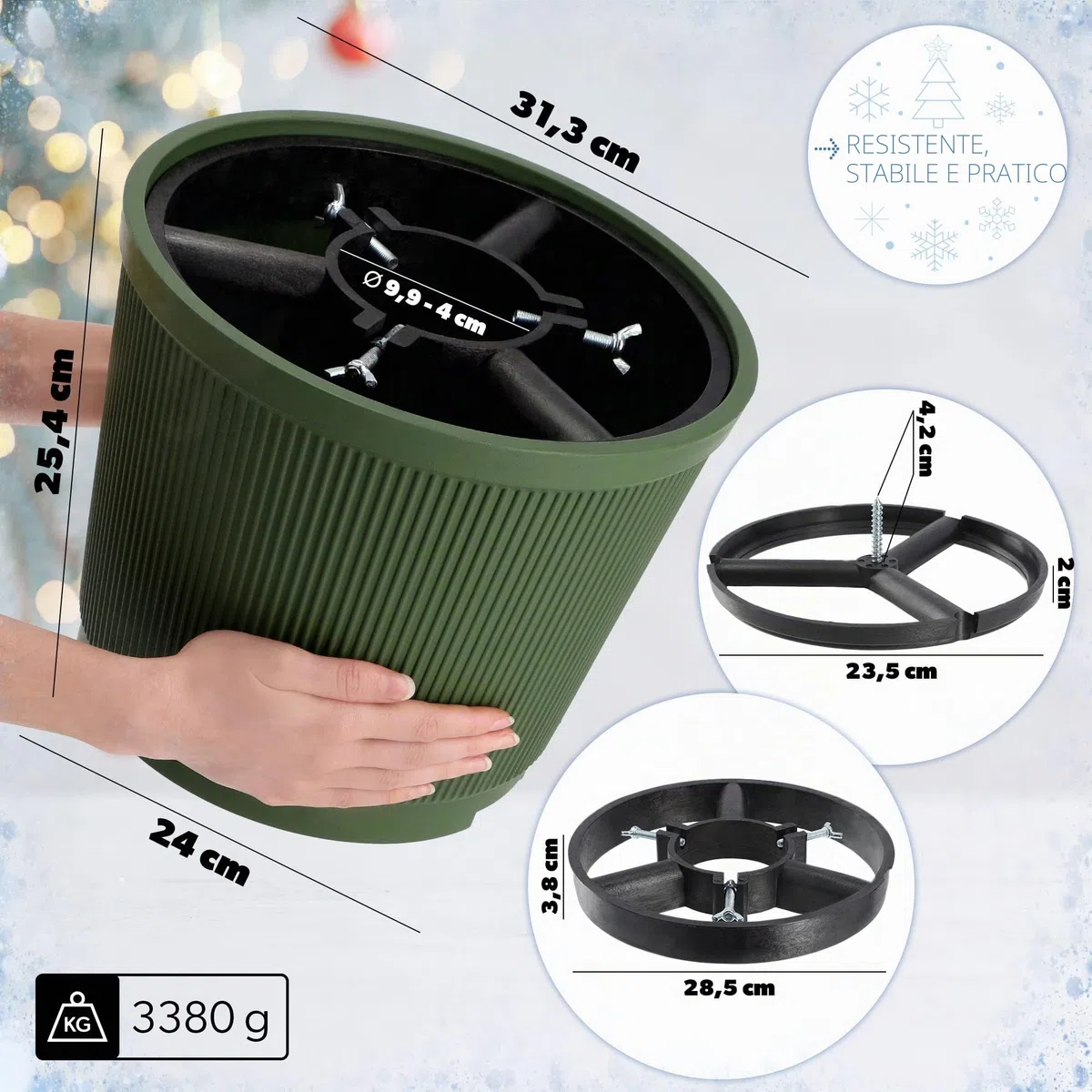 KADAX Supporto per Albero di Natale in Plastica Riciclata (Altezza Fino a 250 cm/Verde)