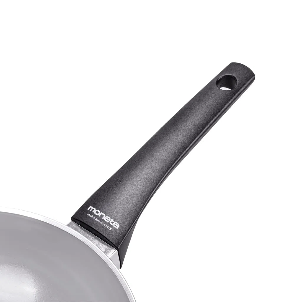 Moneta Futura Wok 28cm, rivestimento naturale FineGres (NO PFAS), anche per induzione. 100% Made in Italy