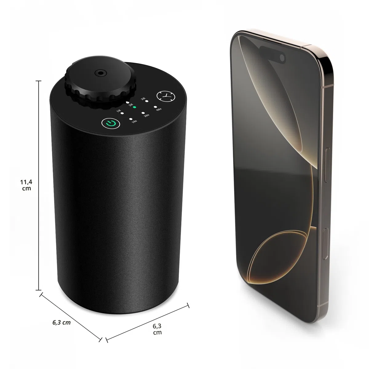 Diffusore senza acqua per oli essenziali,Alimentato a batteria， tecnologia ad ultrasuoni, diffusore per auto, lega di alluminio nero