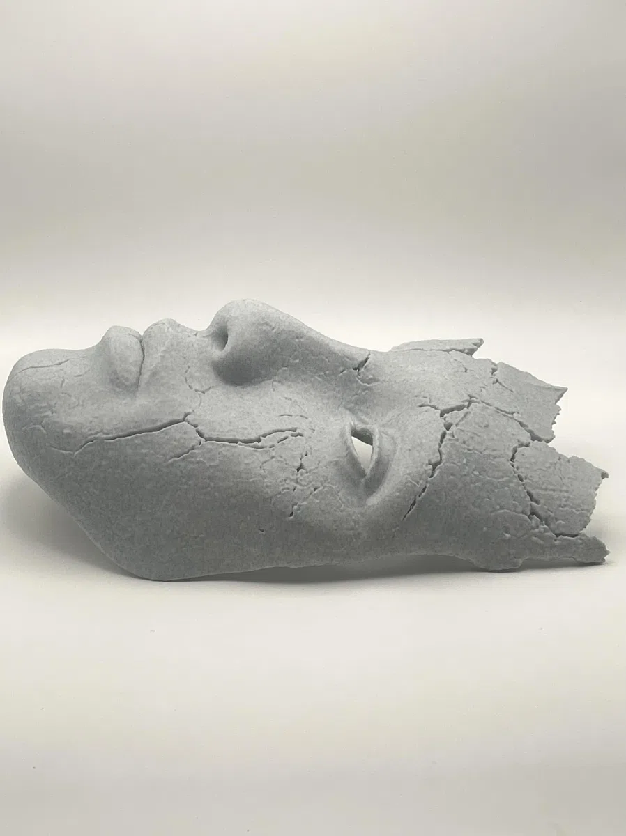 Nex-Home Maschera Decorativa da Parete - Moderna Scultura Artistica 3D Decorazione Wall Art Contemporanea per Casa, Studio, Ufficio e Gaming Foro per Portalampada E14 Design Moderno (Marmo - Grezzo)