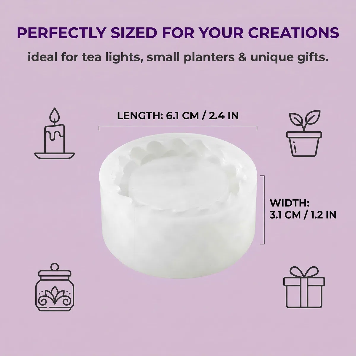 2 Stampi in Silicone per Gesso, Stampi per Candele in Vetro, per Creare Portacandele e Vasi, Ideali per Aromaterapia e Decorazione, 3.1cm*6.1cm, Bianco