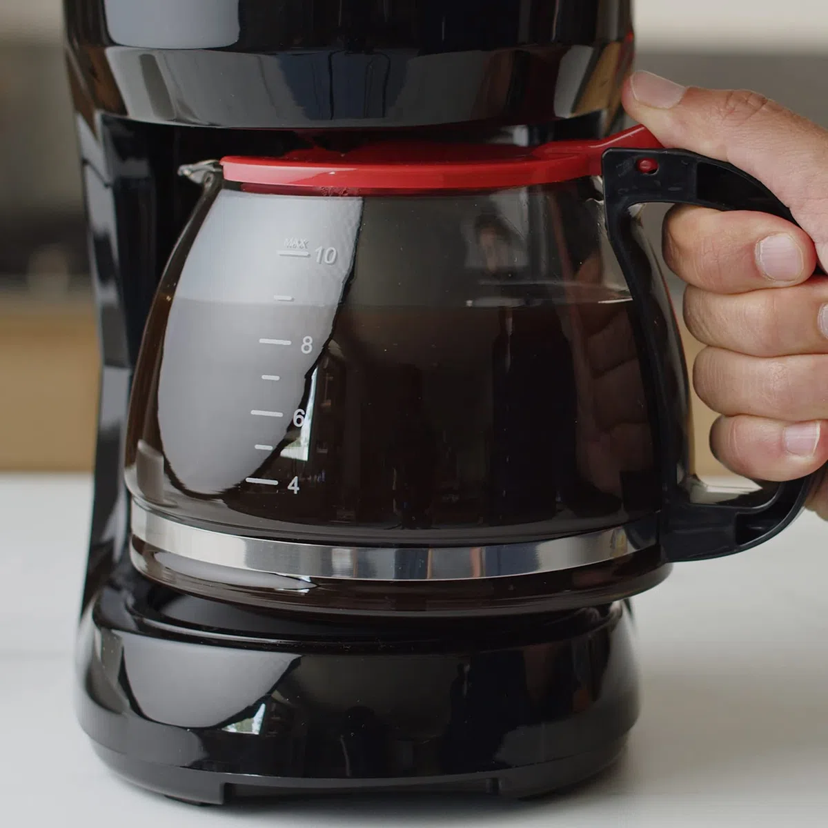 Solac CF4036 Coffee4You - Caffettiera a goccia, 1,25 l, fino a 12 tazze, caraffa in vetro, antigoccia automatico, piastra riscaldante, lavabile con filtro permanente, 750 W, nera, rossa