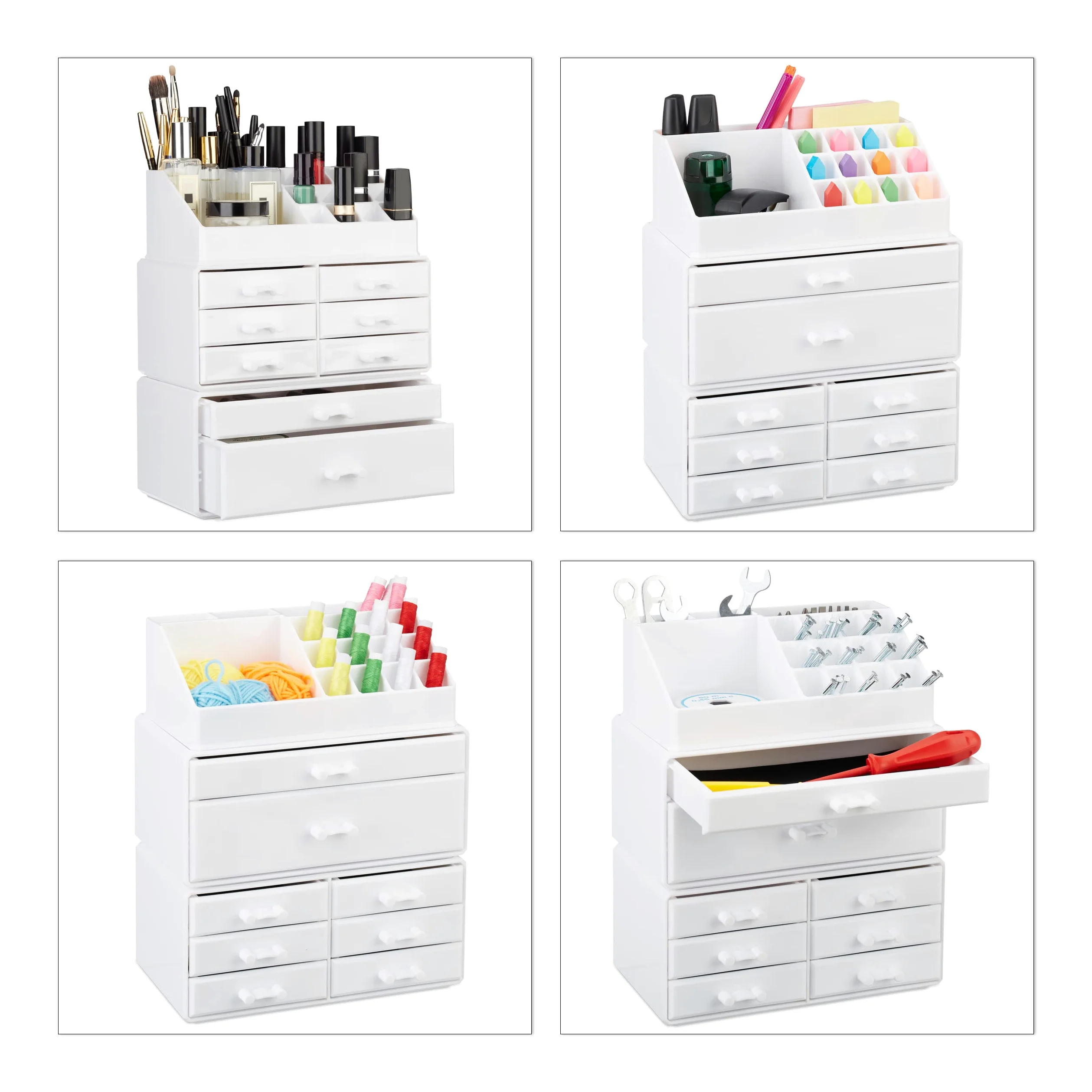 Relaxdays Organizer Make-Up con Cassetti, Porta-Trucchi e Accessori, Acrilico, Trasparente