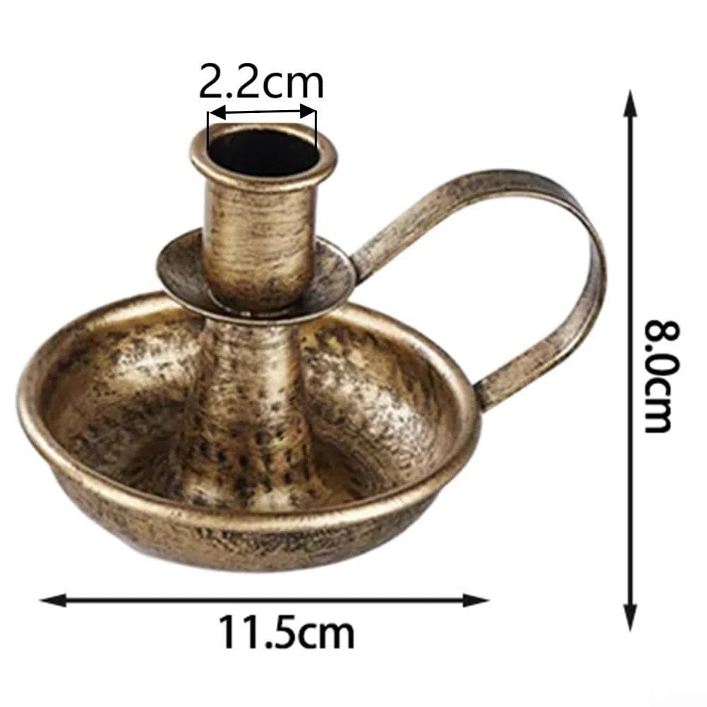 Portacandele funzionale in ferro con manico, pezzo elegante per la casa e la decorazione di matrimoni e pratico (piccolo bronzo)