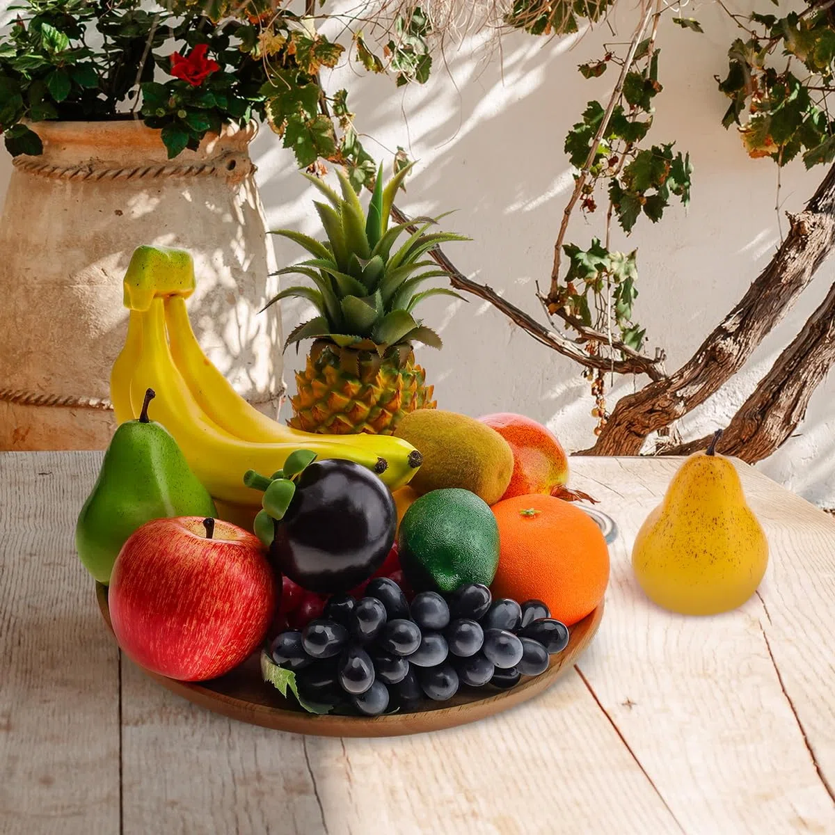 13 frutti artificiali realistici, decorazione per casa, feste, ananas, banana, uva, limone, arancia, mela, mangostano, melograno, pera, ornamento combinazione