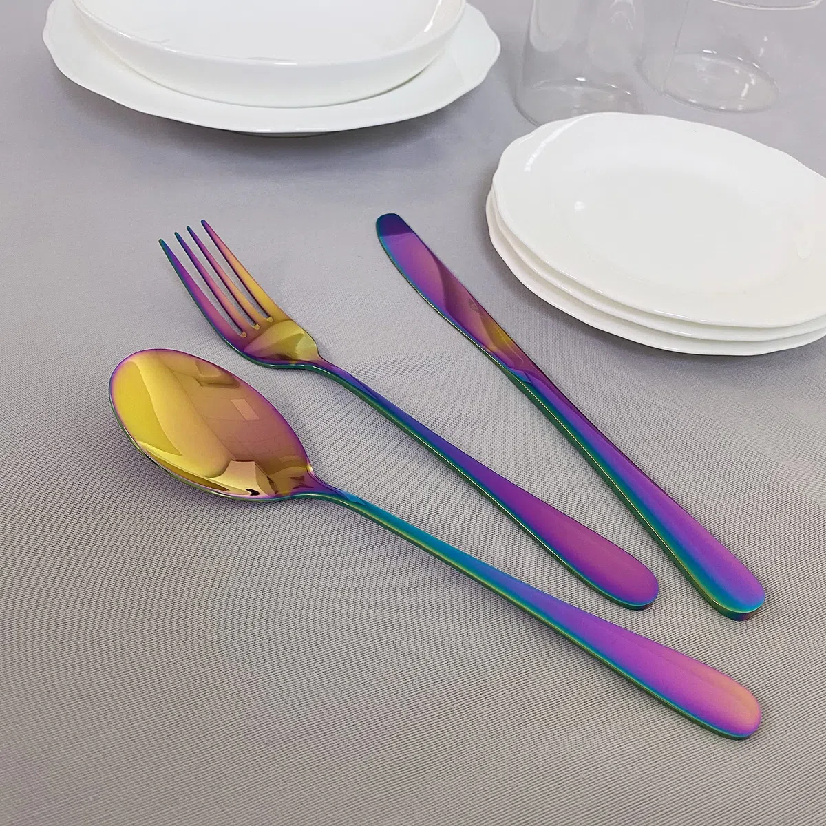 Prima Collection, Set da 24 Posate Serie Dream Rainbow, Acciaio Inox, Colore: Arcobaleno, con Scatola Regalo (6 persone)