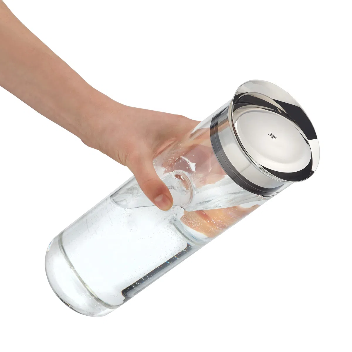 WMF Motion - Caraffa per acqua, 1,25 l, altezza 29 cm, coperchio in silicone, chiusura a scatto, impugnatura, lavabile in lavastoviglie