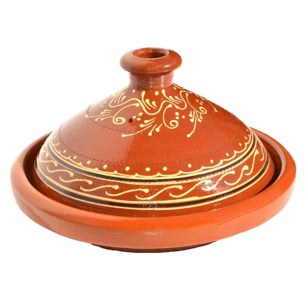 Tajine marocchino per cucinare, smaltato, Ø 30 cm, per 4-5 persone, realizzato a mano, pentola in terracotta marocchina, araba, orientale