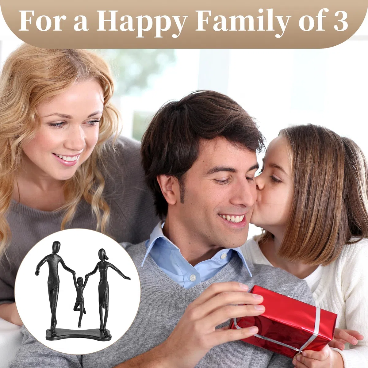 Sziqiqi Regali per Anniversario di Matrimonio Per Coppia: Regalo Anniversario Matrimonio per Lei Lui Genitori Marito Moglie - Regali di Nozze per San Valentino Natale - Famiglia di 3 Statua