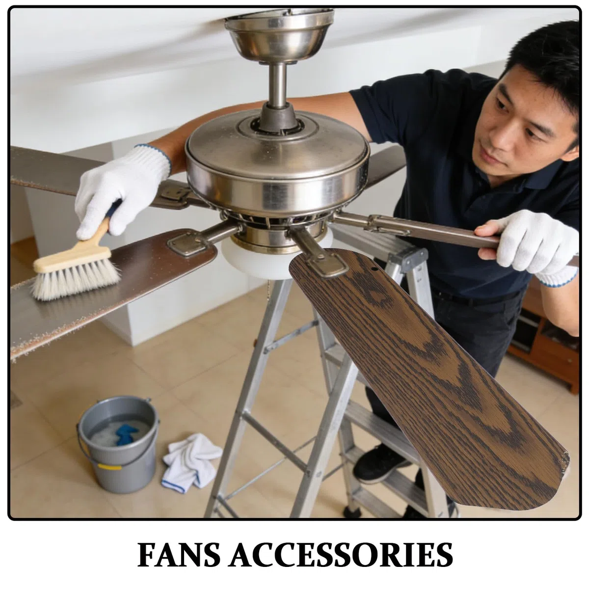 5 pale di ricambio per ventilatore a soffitto - Pale in legno resistenti alle intemperie, lunghe 42 cm con foro da 8 mm - Parte della pala per ufficio, casa e camera da letto
