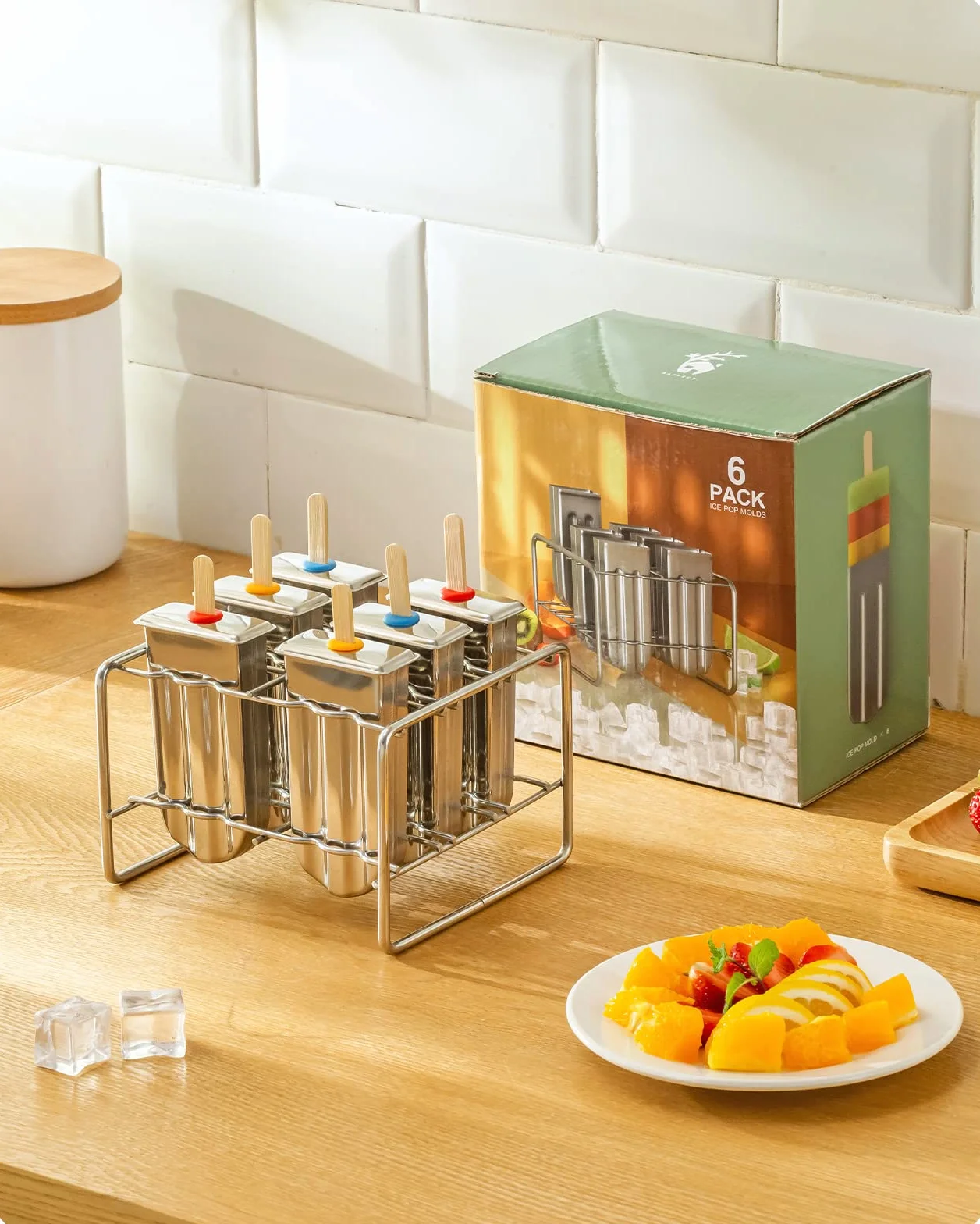 Baffect acciaio inossidabile Popsicle stampo con Stick Holder gelato Mold set di 6