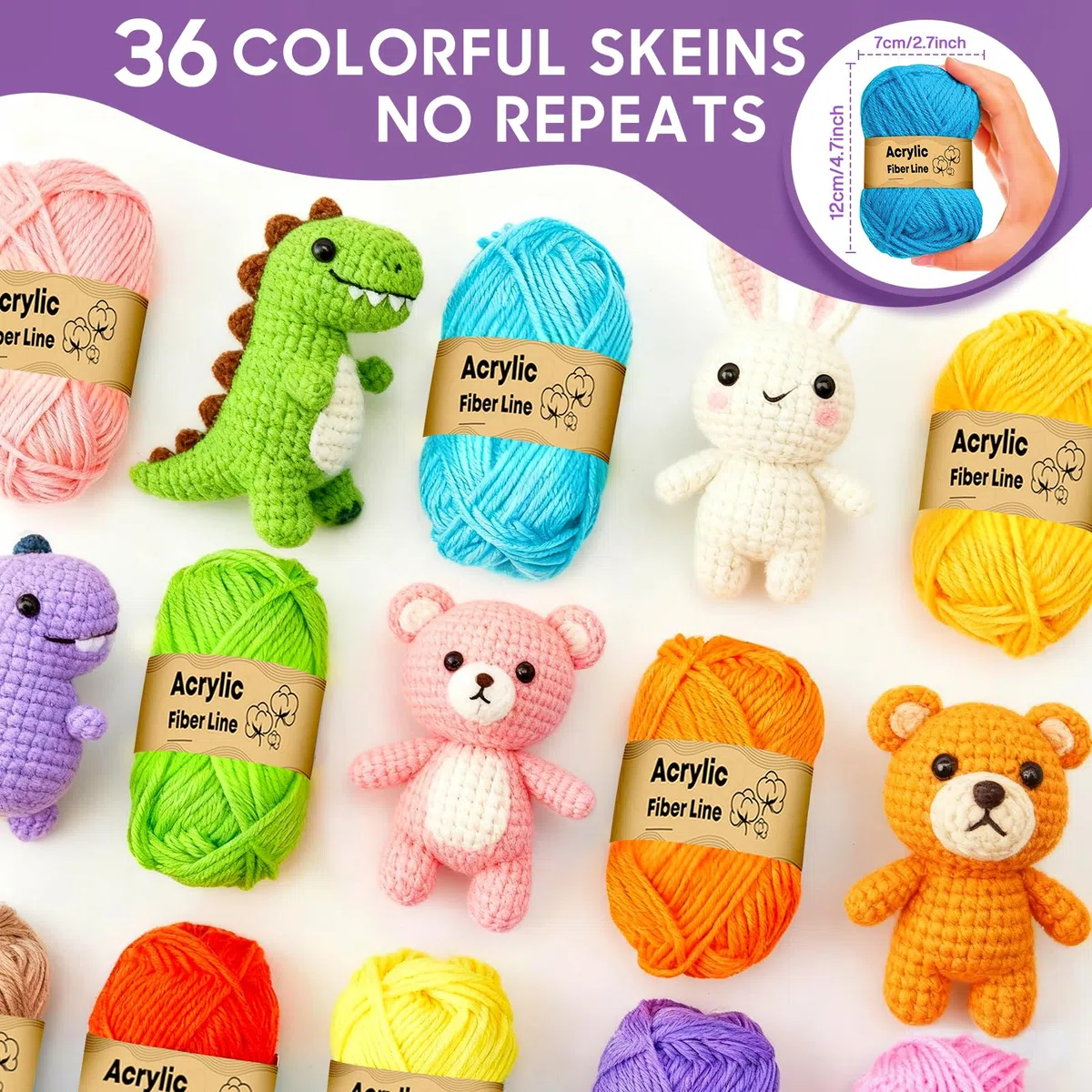 DoubleCare Set di uncinetto per principianti da 90 pezzi, 1439 metri di filato in 36 colori, set di accessori per uncinetto da 54 pezzi incluso uncinetti ergonomici per DIY Amigurumi, sciarpe, idea