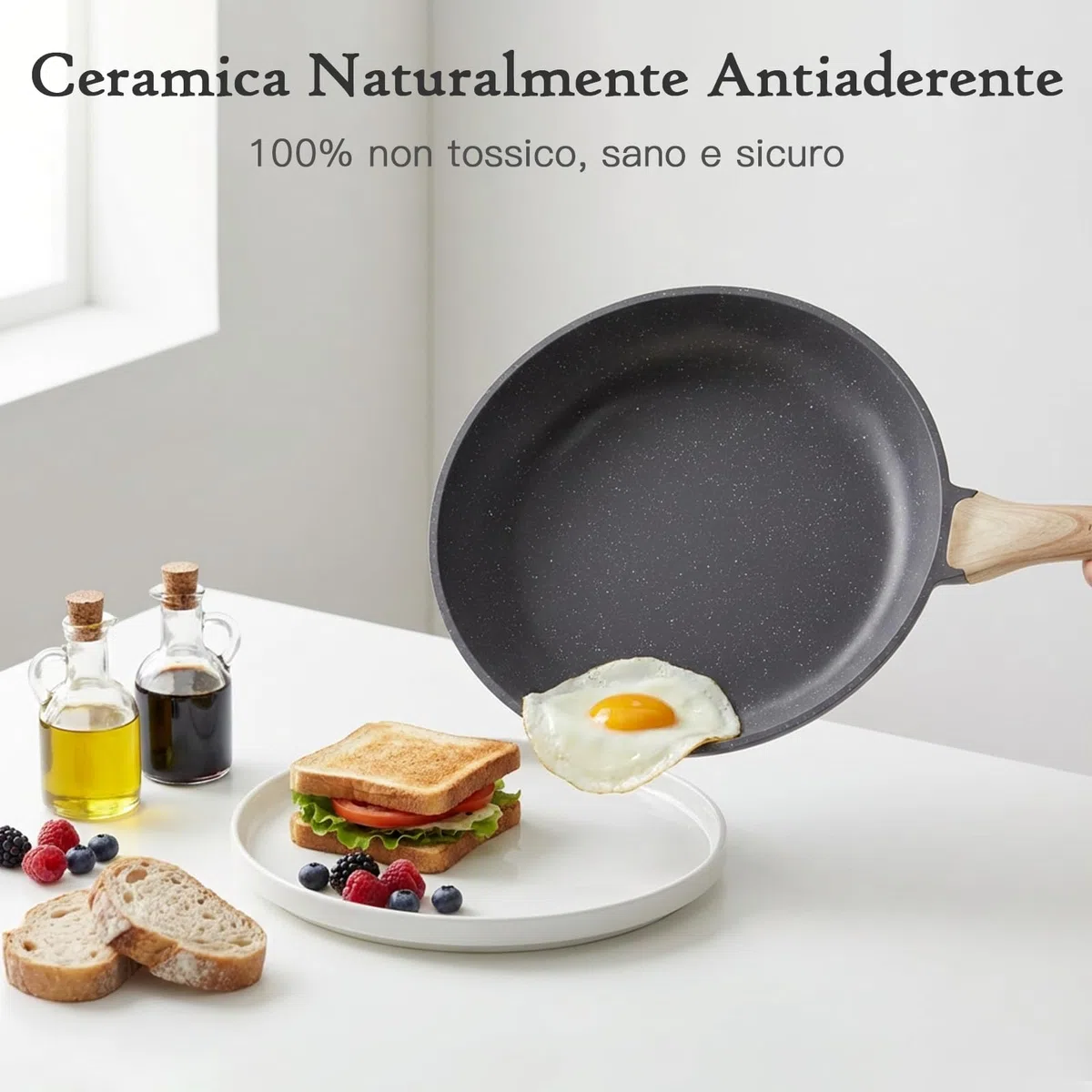 GiPP Padella Antiaderente in Ceramica – Padella Sana e Atossica, Adatta a Induzione, senza PFOA, Lavabile in Lavastoviglie, 26 cm