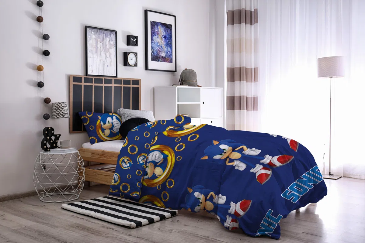 hermet Sonic, Sacco Copripiumino Singolo, Copripiumino Singolo Cotone, Parure Copripiumino con Federa, 100% Cotone, Prodotto Ufficiale