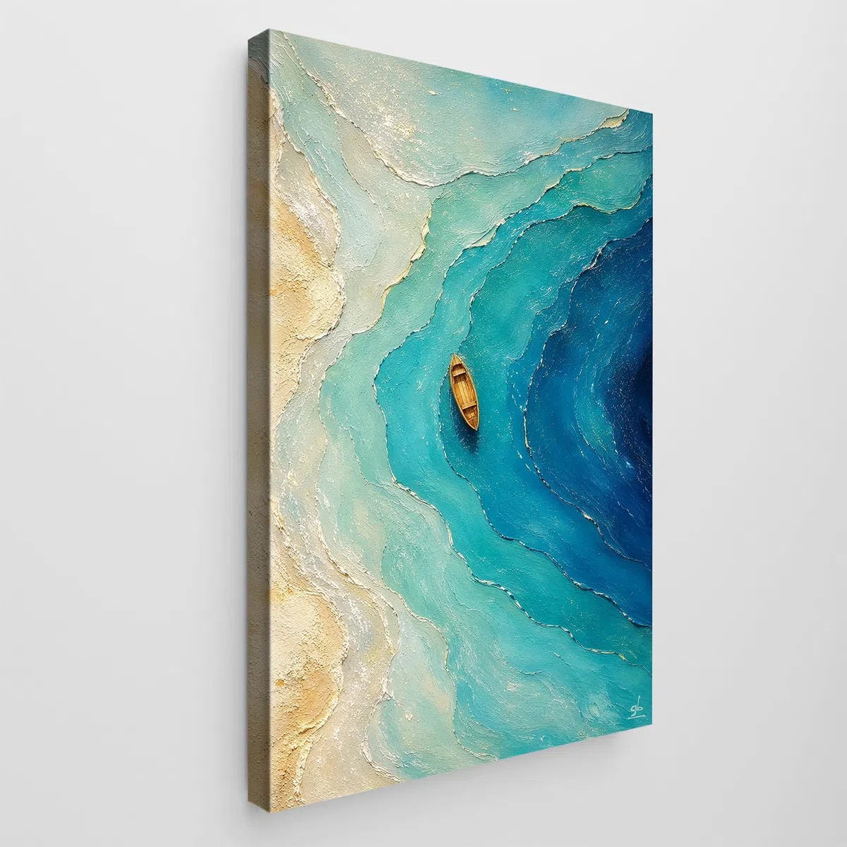 Giallobus - Quadro - 25 - Barca solitaria - Tela Canvas Telaio Standard - 35L x 50l cm - Pronto da appendere - Quadri moderni per la casa