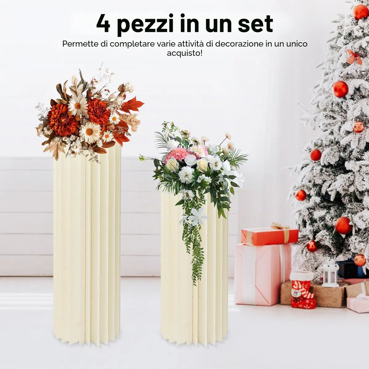 4 colonne di cartone per fiori, pieghevole, a forma di cilindro, con colonne di carta, pieghevole, per fidanzamento, compleanno, decorazione da tavolo, matrimoni