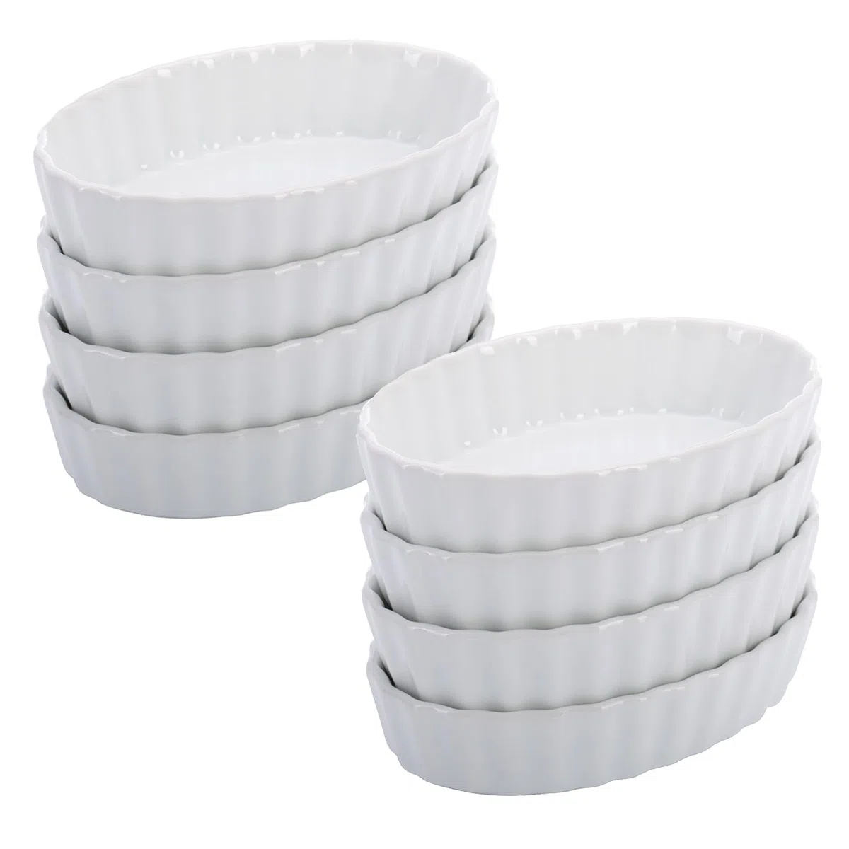 Westmark 8 ciotole da portata per crème brûlée – Ciotole ovali in porcellana per servire dessert, frutta secca e salse – Adatte a forno e microonde, 12,6 x 8,2 x 3 cm, 233022E3