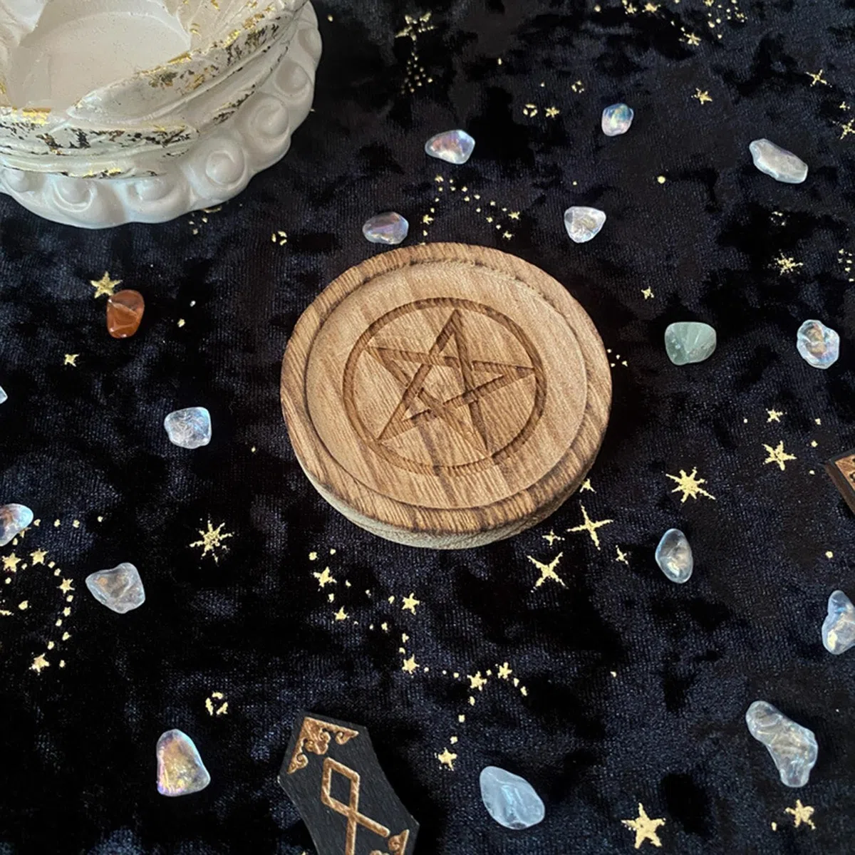 Vassoio Per Gioielli Con D'altare - Vassoio In Legno Con Pentagramma | Vassoio Per Candele Pentacolo Da Altare | Vassoio Da Altare Della Strega Forniture Per Altare Per La Casa, Vassoio In Legn