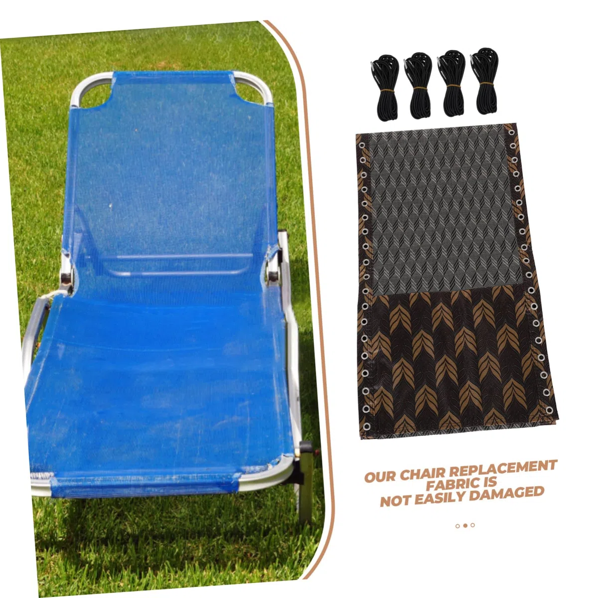 Luxshiny Tessuto Resistente e Portatile di Ricambio Traspirante Set 5 Pezzi Cordoncino per Sedia Sdraio da Esterno per Relax Outdoor