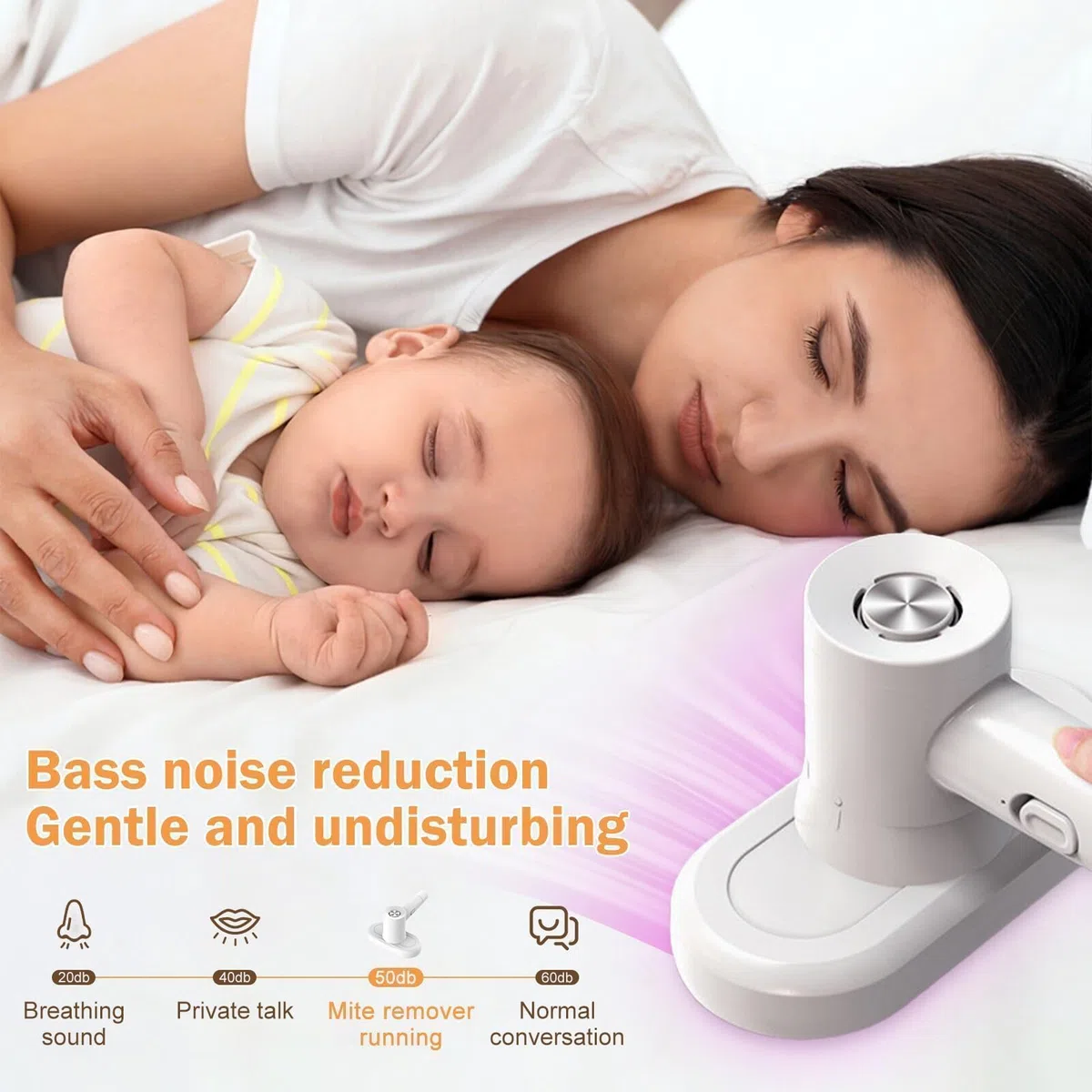 Yaasier Aspirapolvere antiacaro per acari, Battimaterasso antiacaro con luce UV e contenitore per polvere permanente HEPA, Aspiratore Anticari per divano/materasso/tessile