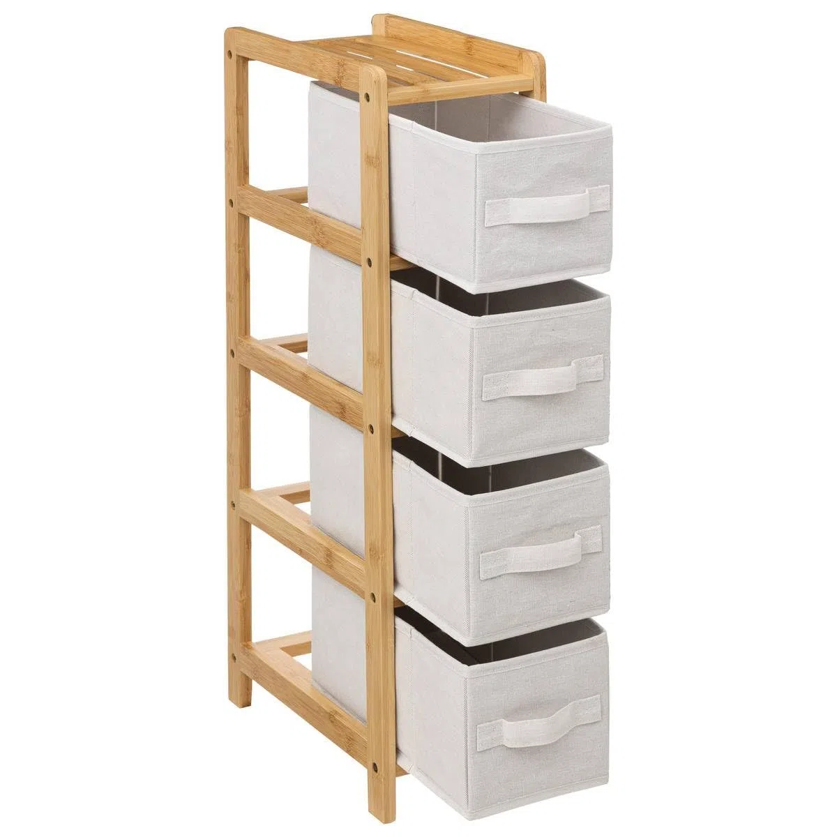 5five - scaffale sottile con 4 cestini tidy box in bambù